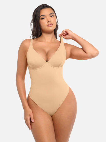 Willluxe Deep V Neck Tummy Control Shapewear Bodysuit