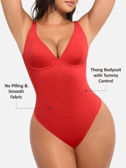 Willluxe V Neck Tummy Control Bodysuit