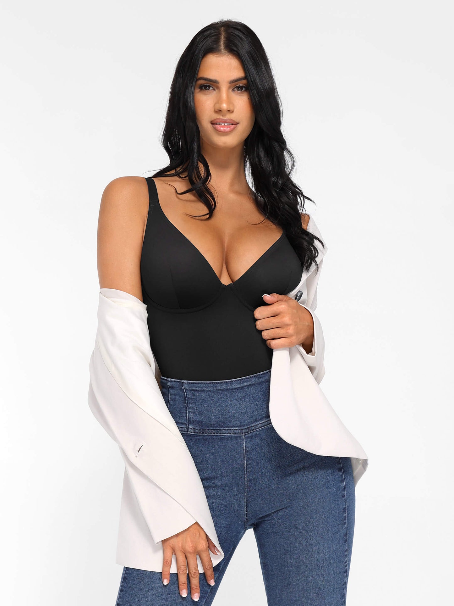 Willluxe V Neck Tummy Control Shaping Bodysuit