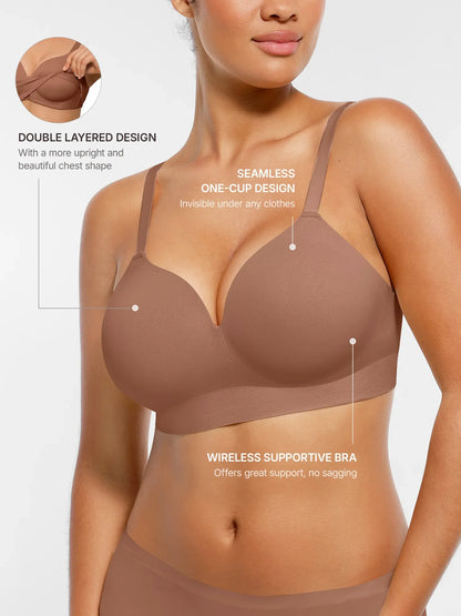 Willluxe Wireless Seamless Push-Up V-neck Bra