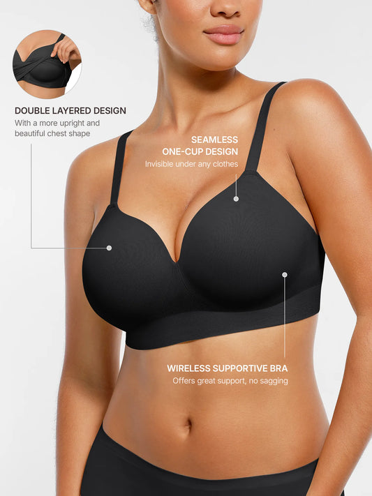 Willluxe Wireless Seamless Push-Up V-neck Bra
