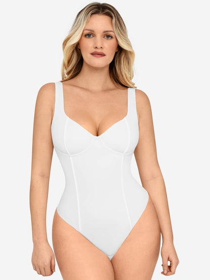 Willluxe Full Body Wide Strap V-Neck Comfort Bodysuit [BOGO]