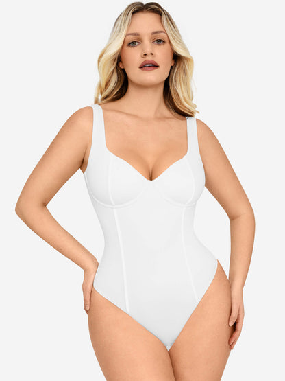 Willluxe Full Body Wide Strap V-Neck Bodysuit