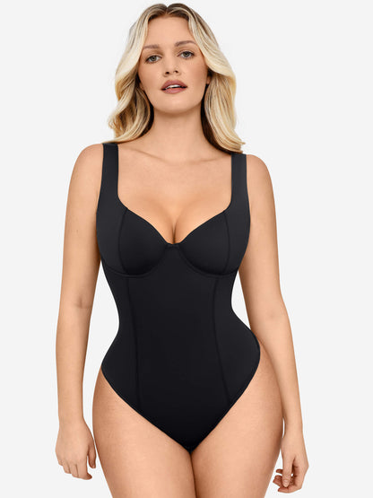 Willluxe Full Body Wide Strap V-Neck Bodysuit [BOGO]