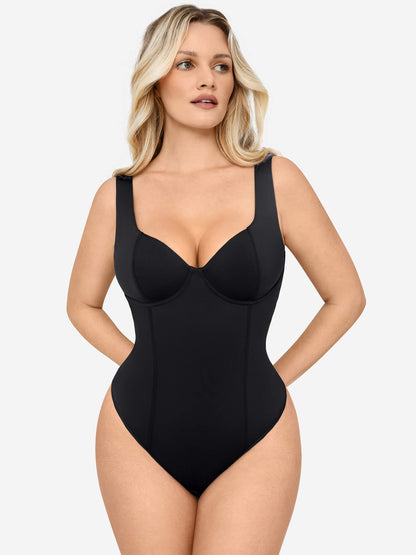 Willluxe Full Body Wide Strap V-Neck Bodysuit [BOGO]