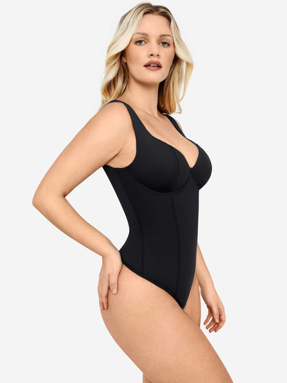 Willluxe Full Body Wide Strap V-Neck Bodysuit