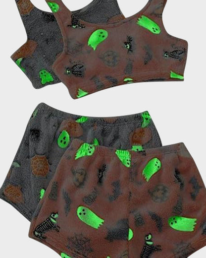 Halloween Glow-in-the-Dark Flannel Pajama Set