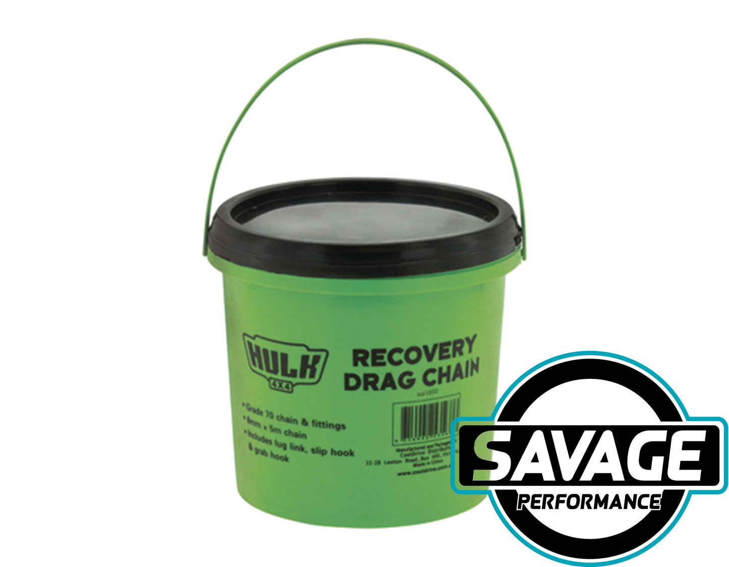 HULK 4x4 Drag Chain 8mm X 5m 8000KG with 3 Hooks *Savage Performance*