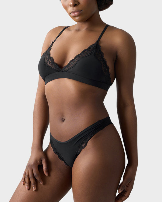 Lace Triangle Bralette & Briefs Set