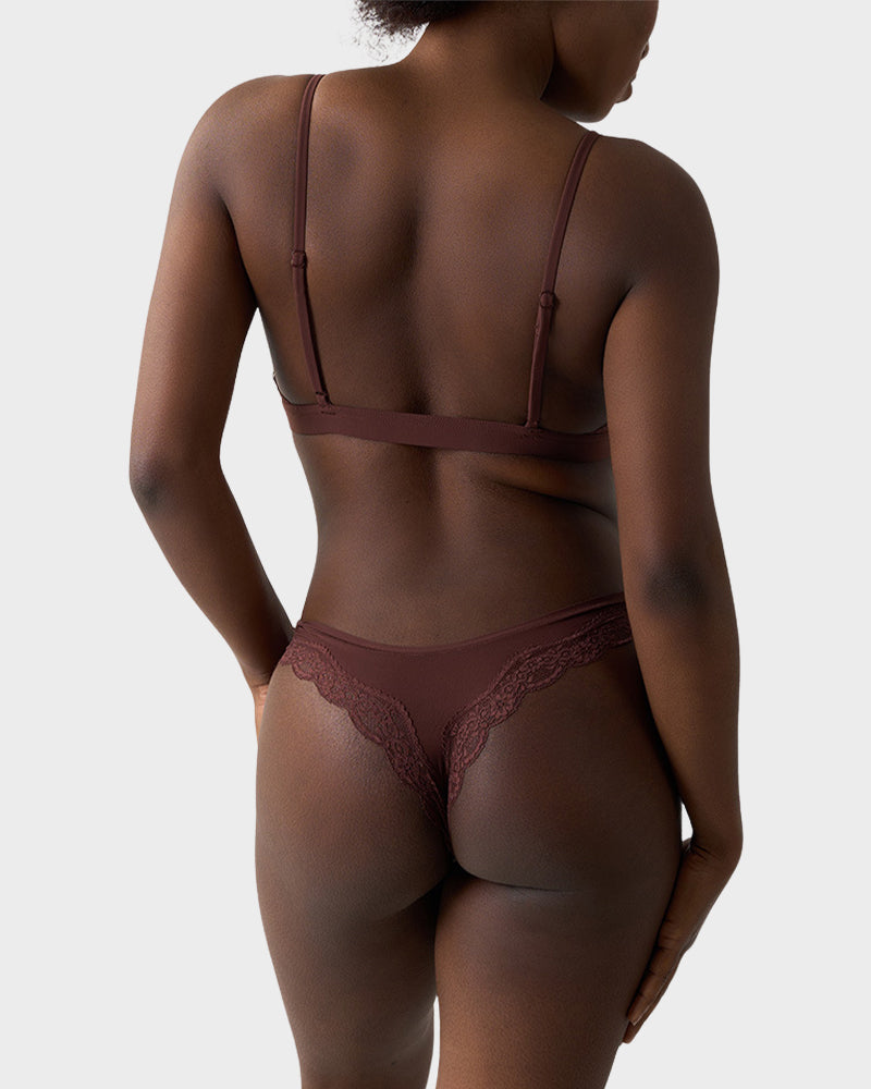 Lace Triangle Bralette & Briefs Set