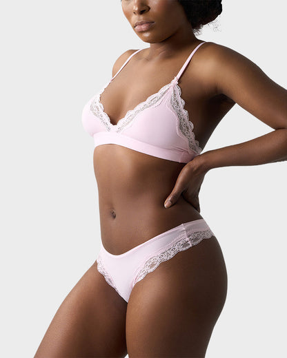 Lace Triangle Bralette & Briefs Set