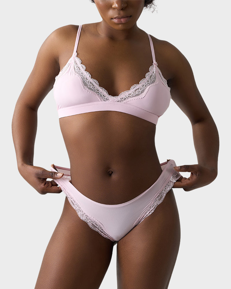 Lace Triangle Bralette & Briefs Set