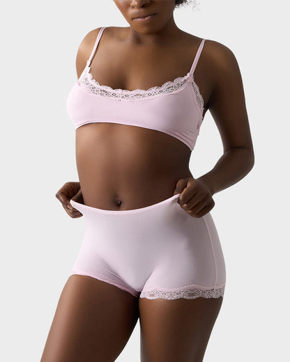 Lace Trim Wirefree Bralette & Panty Set