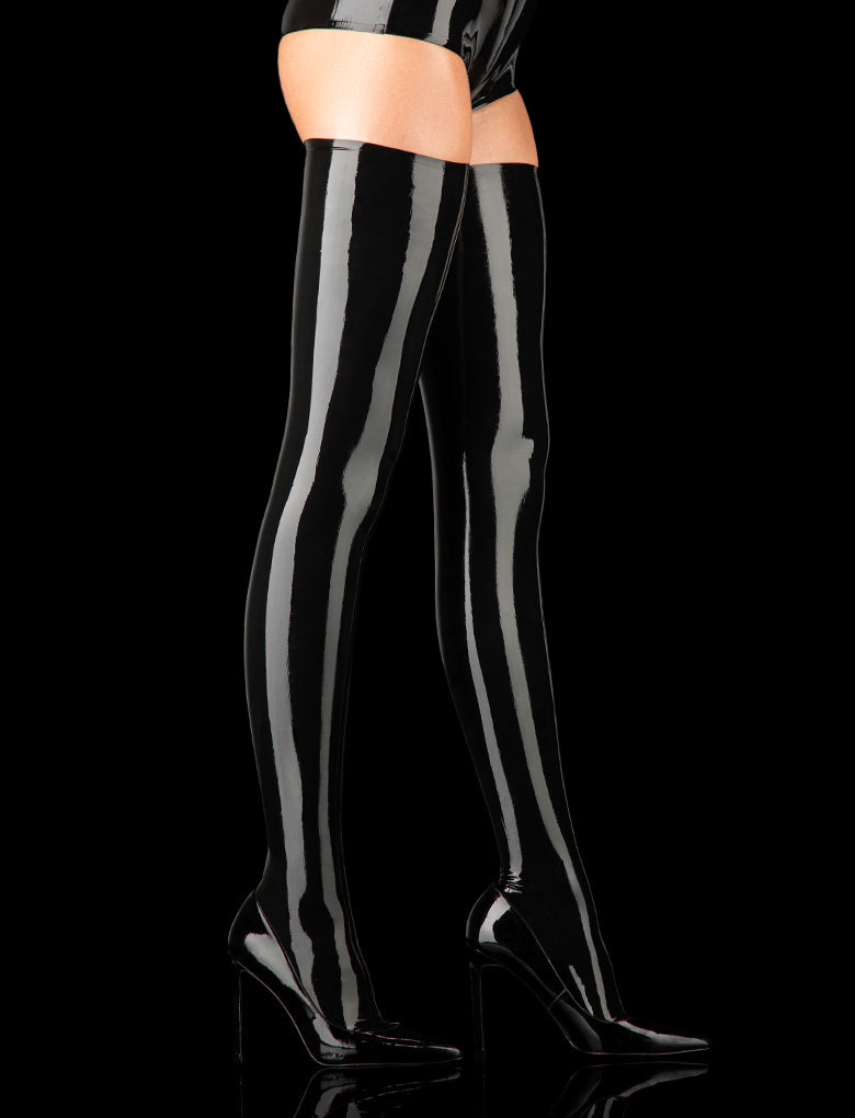 Latex Black Thigh Highs