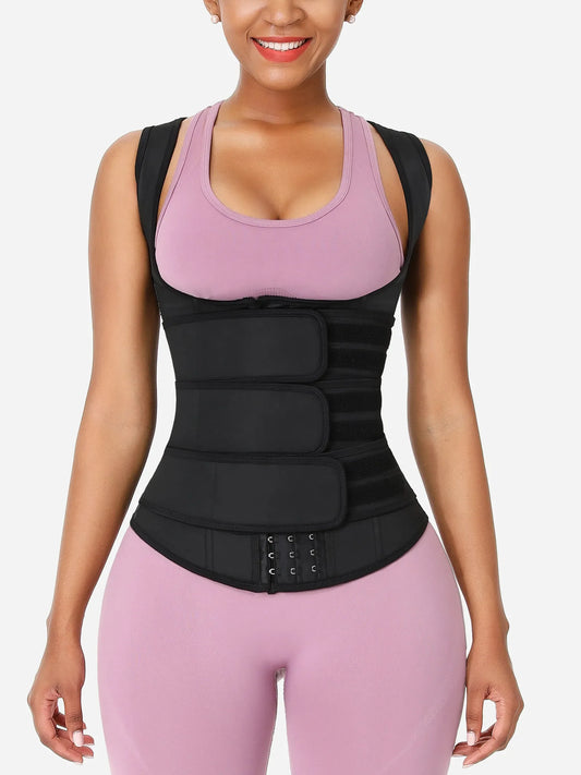 Willluxe Triple Belt Rubber Vest Sport Girdle Waist Trainer