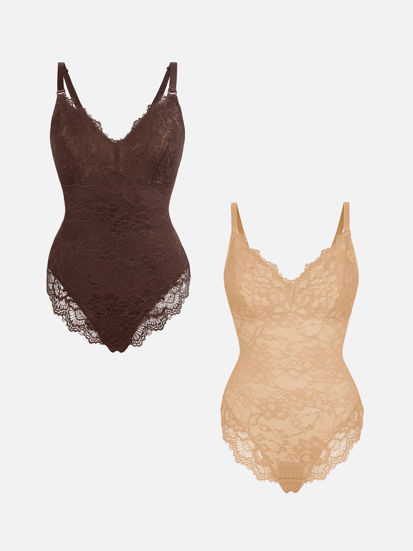 Willluxe 2-Pack Lace V Neck Full Bodysuit Bundle
