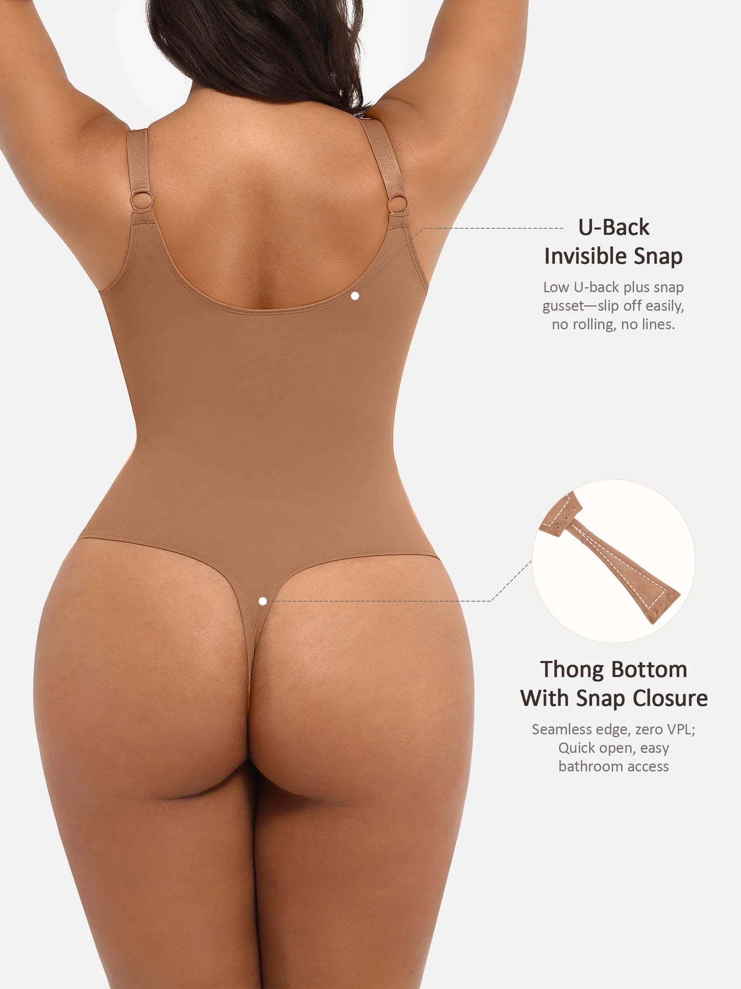 Willluxe Deep V Neck Tummy Control Shapewear Bodysuit