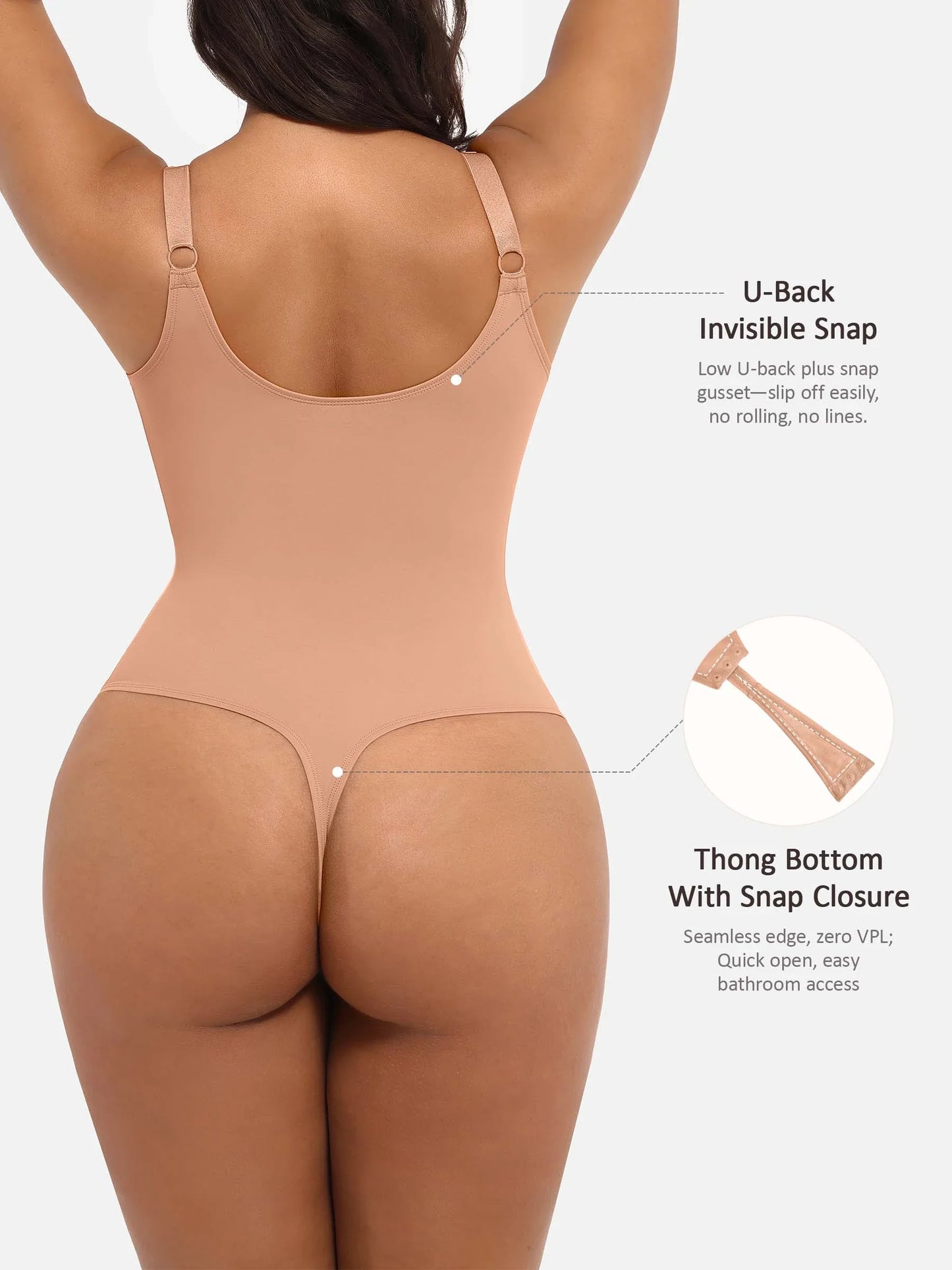 Willluxe Deep V Neck Tummy Control Shapewear Bodysuit