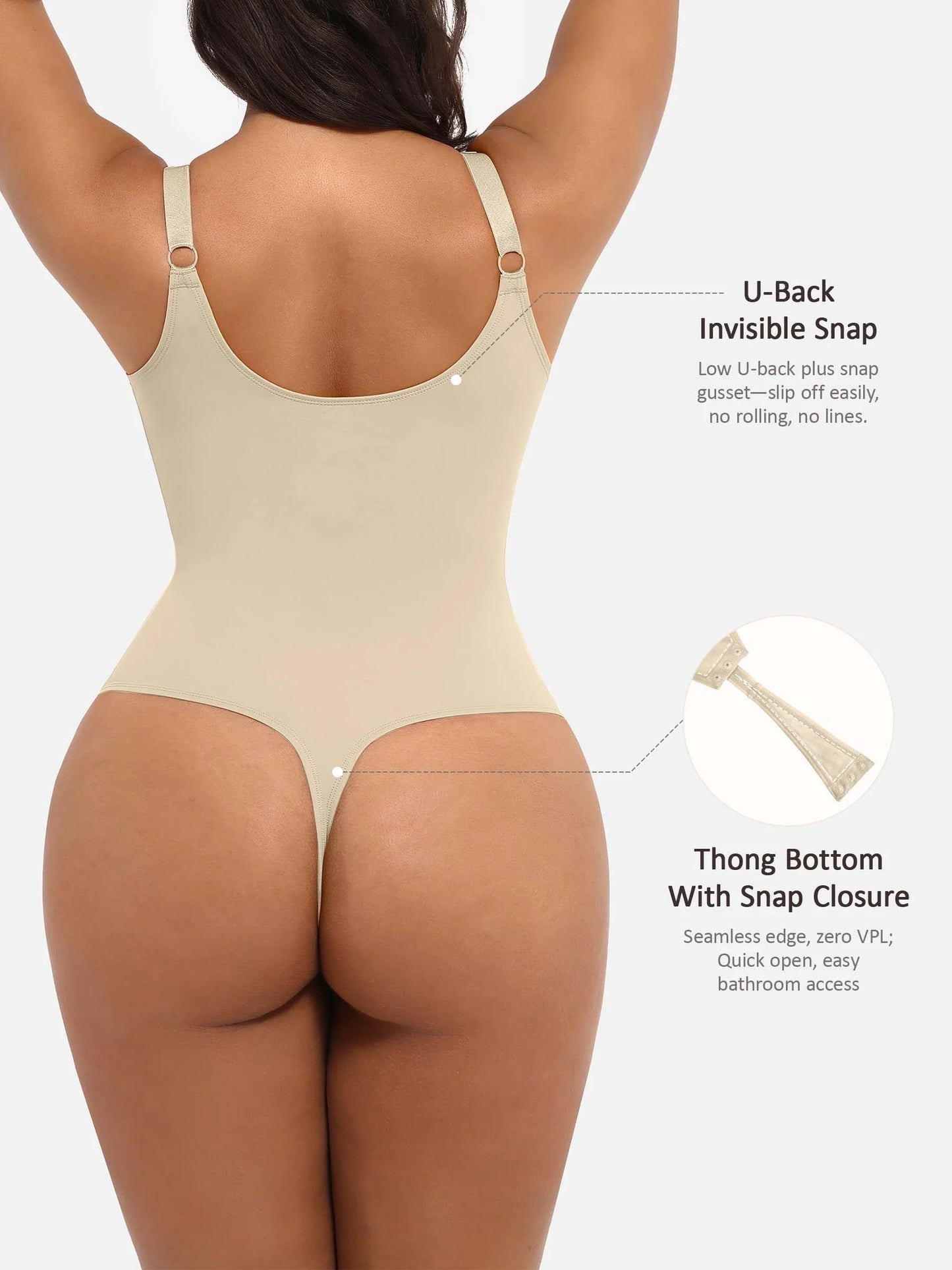 Willluxe Deep V Neck Tummy Control Shapewear Bodysuit