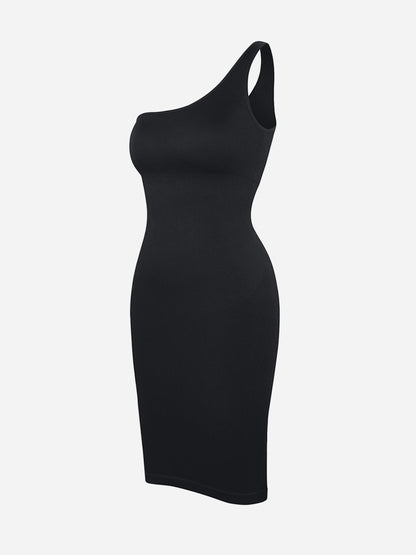 Willluxe One-Shoulder Shaper Dress with Built-In Bra