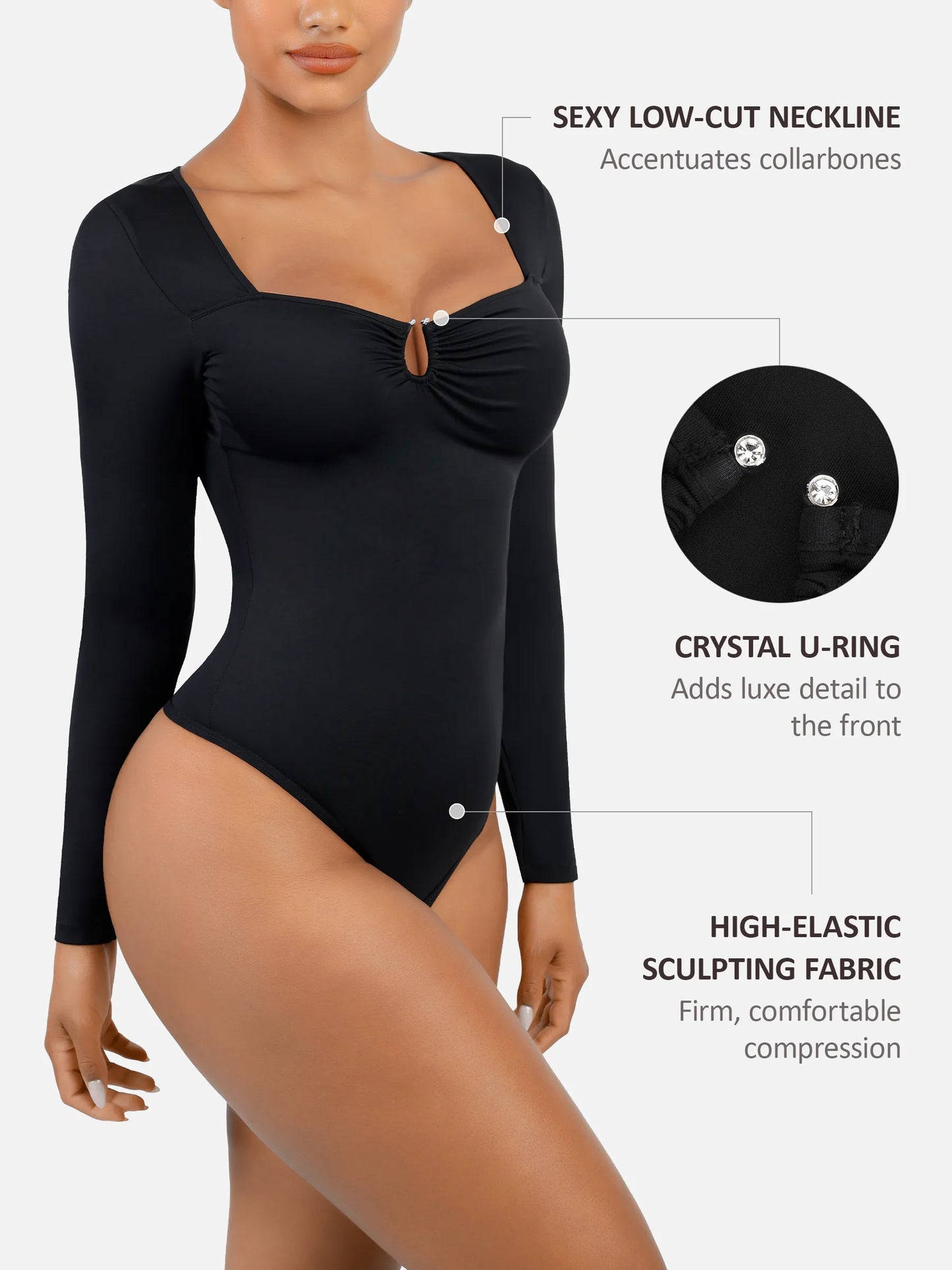Willluxe Slimming Long-Sleeve Shapewear Bodysuit