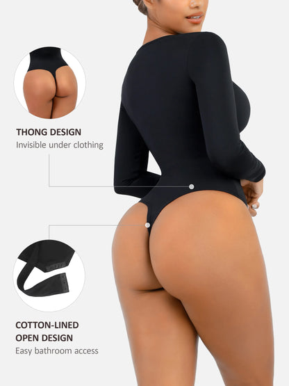 Willluxe Slimming Long-Sleeve Shapewear Bodysuit