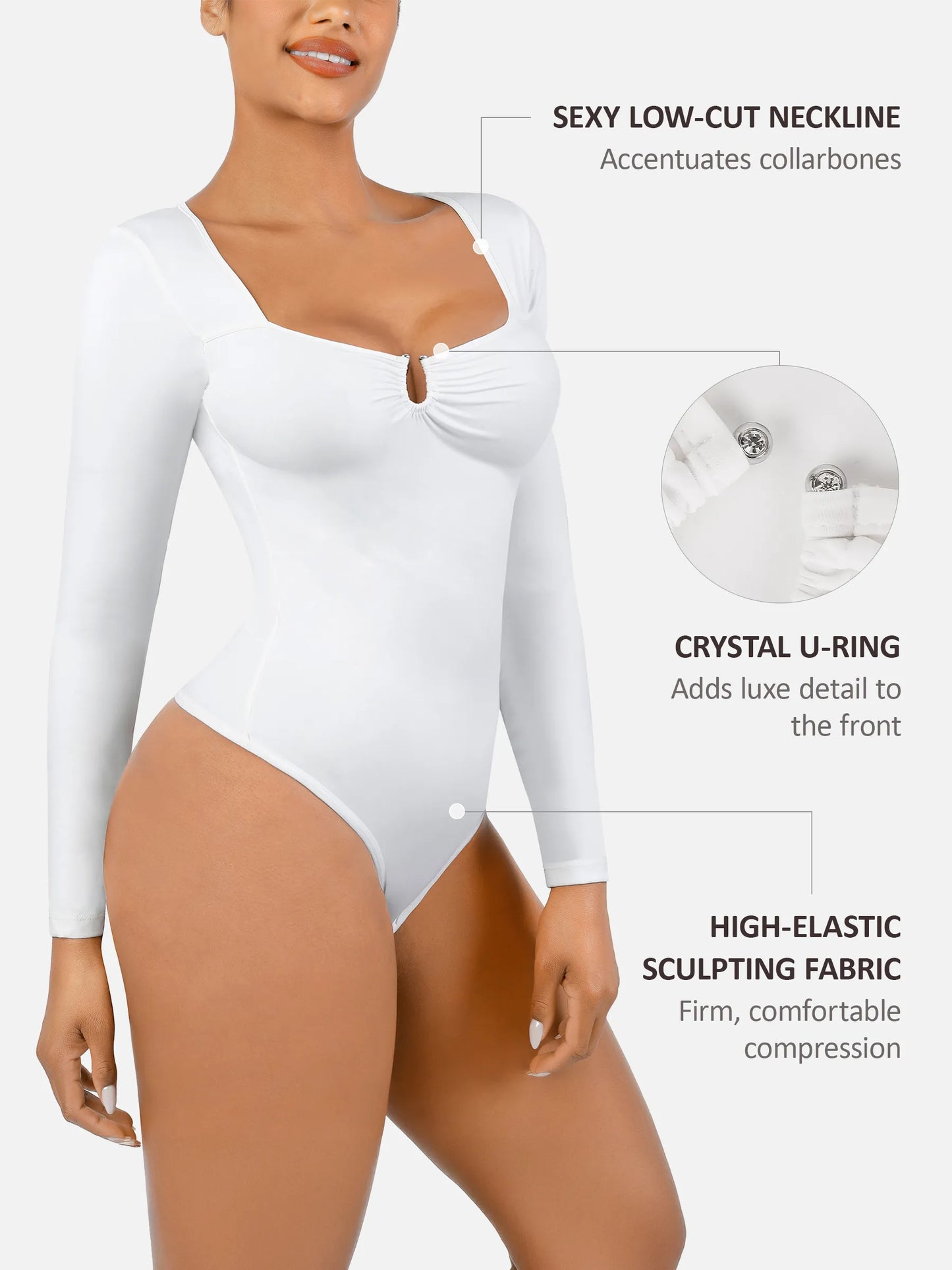 Willluxe Slimming Long-Sleeve Shapewear Bodysuit