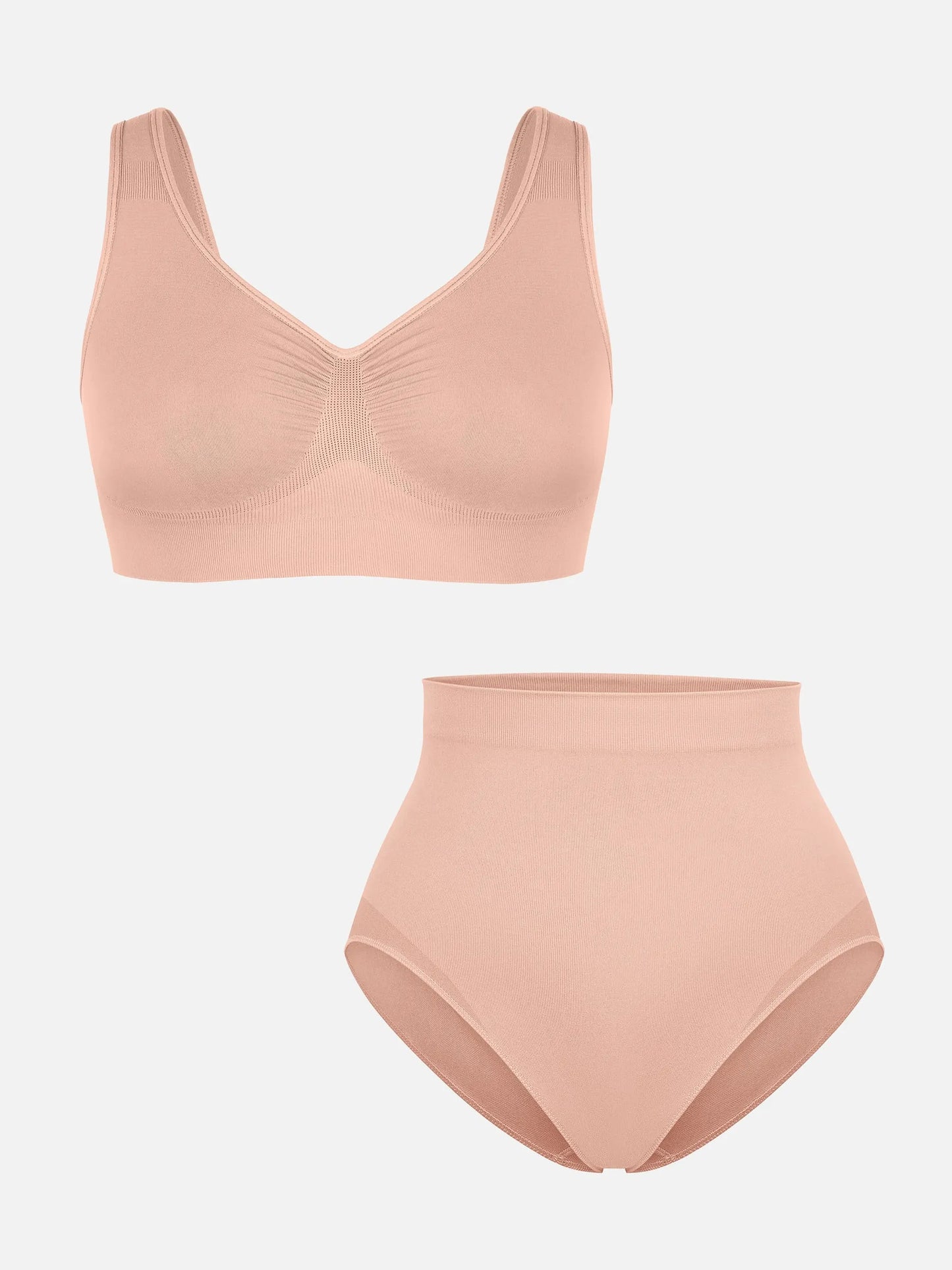 Willluxe Seamless Wide Straps Bra  & Seamless Tummy Control Brief Set