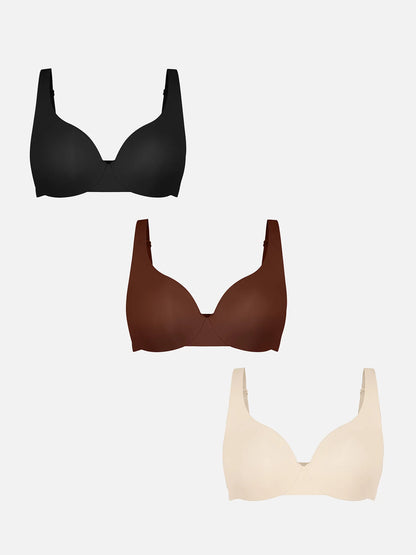 Willluxe Unpadded Underwired Deep V-Neck Side Support Bra Bundle