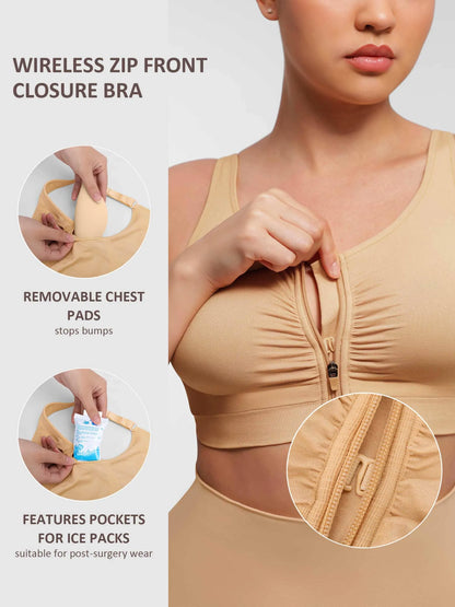 Willluxe Seamless Front-Opening Zipper Bra