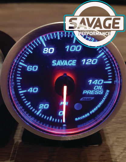 60mm Savage Oil Pressure Gauge 7 Colours *Savage Performance*