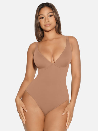 Willluxe V Neck Tummy Control Shaping Bodysuit