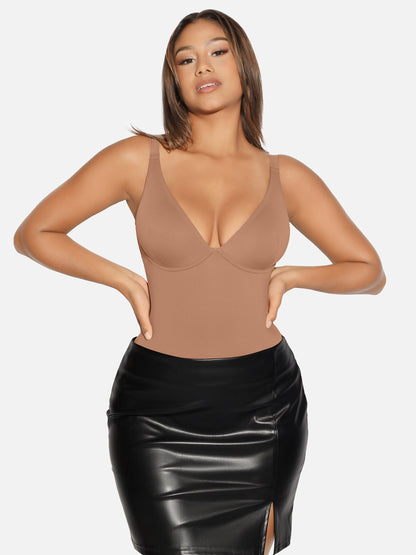 Willluxe V Neck Tummy Control Shaping Bodysuit