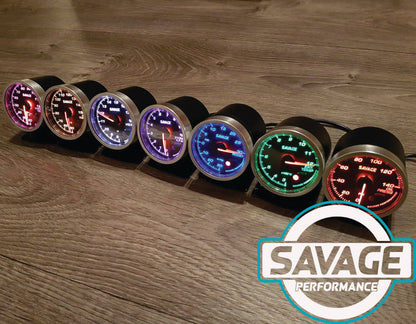 60mm Savage AFR Wideband (Air Fuel Ratio) Gauge 7 Colours *Savage Performance*