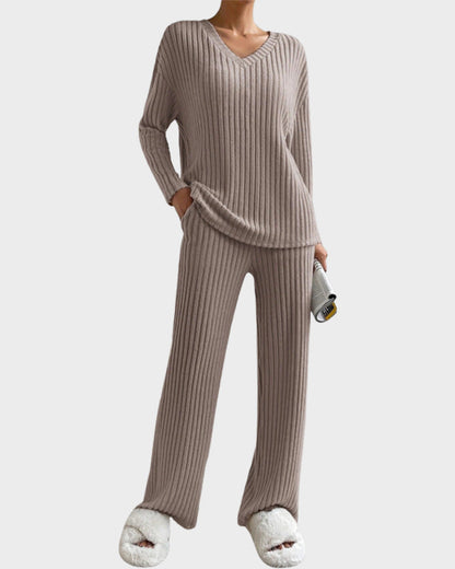 Soft V-Neck Two-Piece Lounge Set