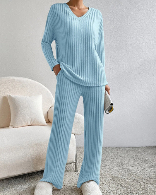 Soft V-Neck Two-Piece Lounge Set