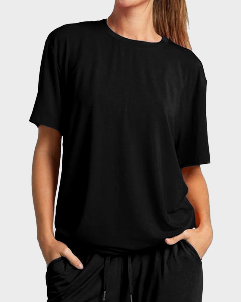 Ultra-Soft Oversized Lounge Tee & Shorts Set with Pockets