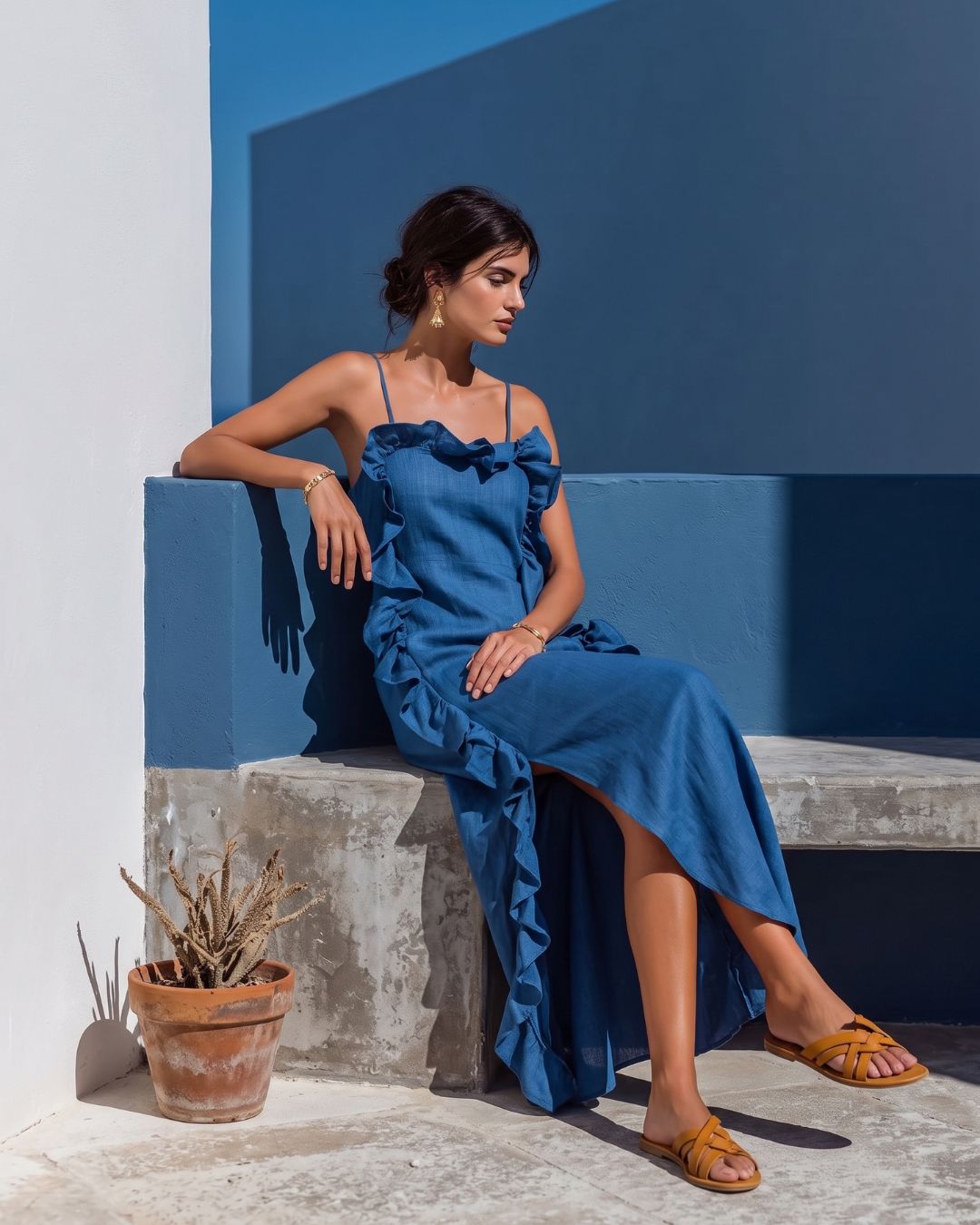 Willluxe® Ruffle Trim Cami Maxi Dress