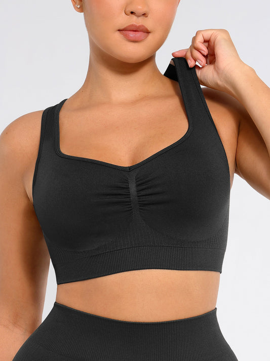 Willluxe Seamless Racerback Sports Bra with Removable Pads and Support Fit