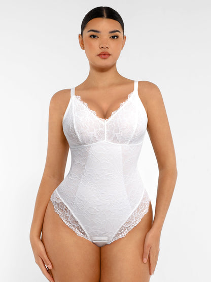 Willluxe Lace V Neck Full Bodysuit