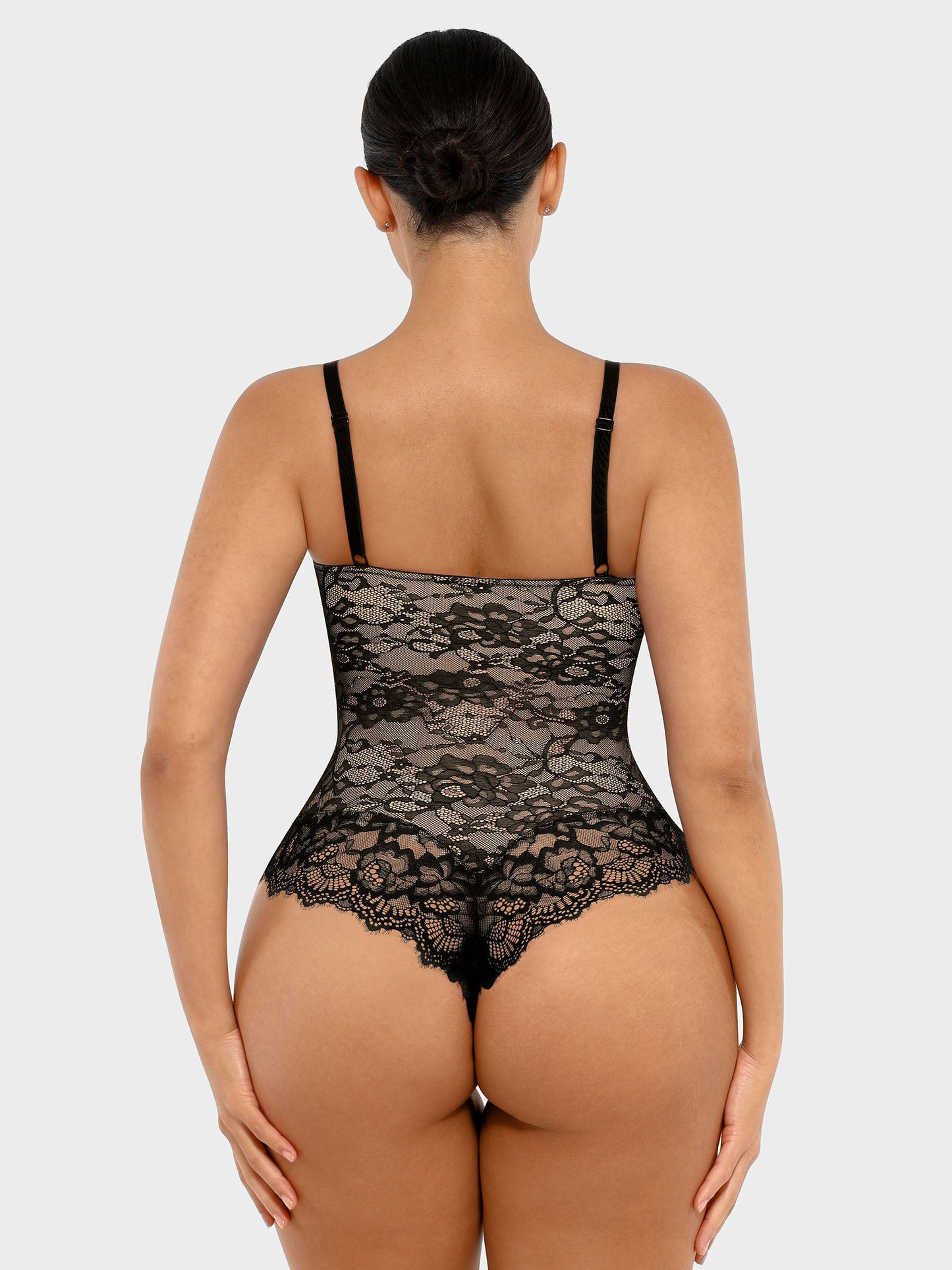 Willluxe Lace V Neck Full Thong Bodysuit