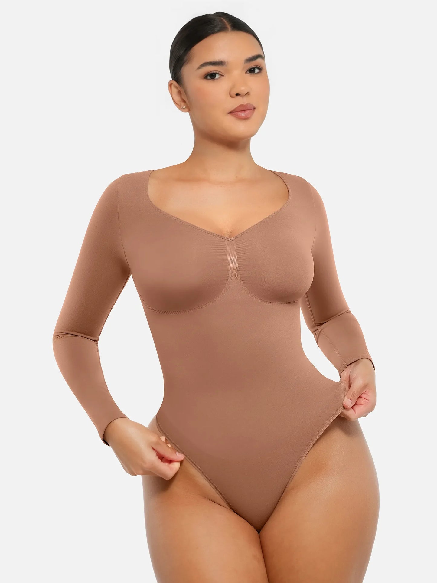 Willluxe Seamless Long Sleeve Tummy Control Thong Bodysuit