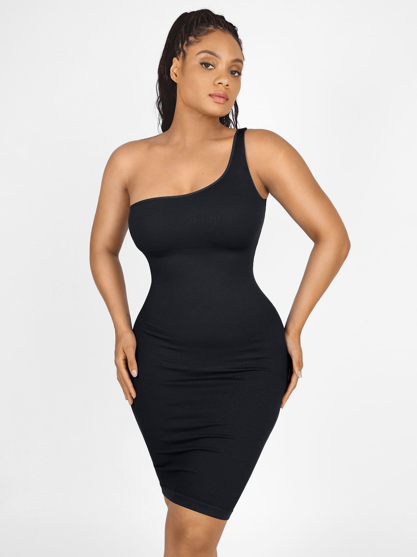 Willluxe One-Shoulder Shaper Dress with Built-In Bra