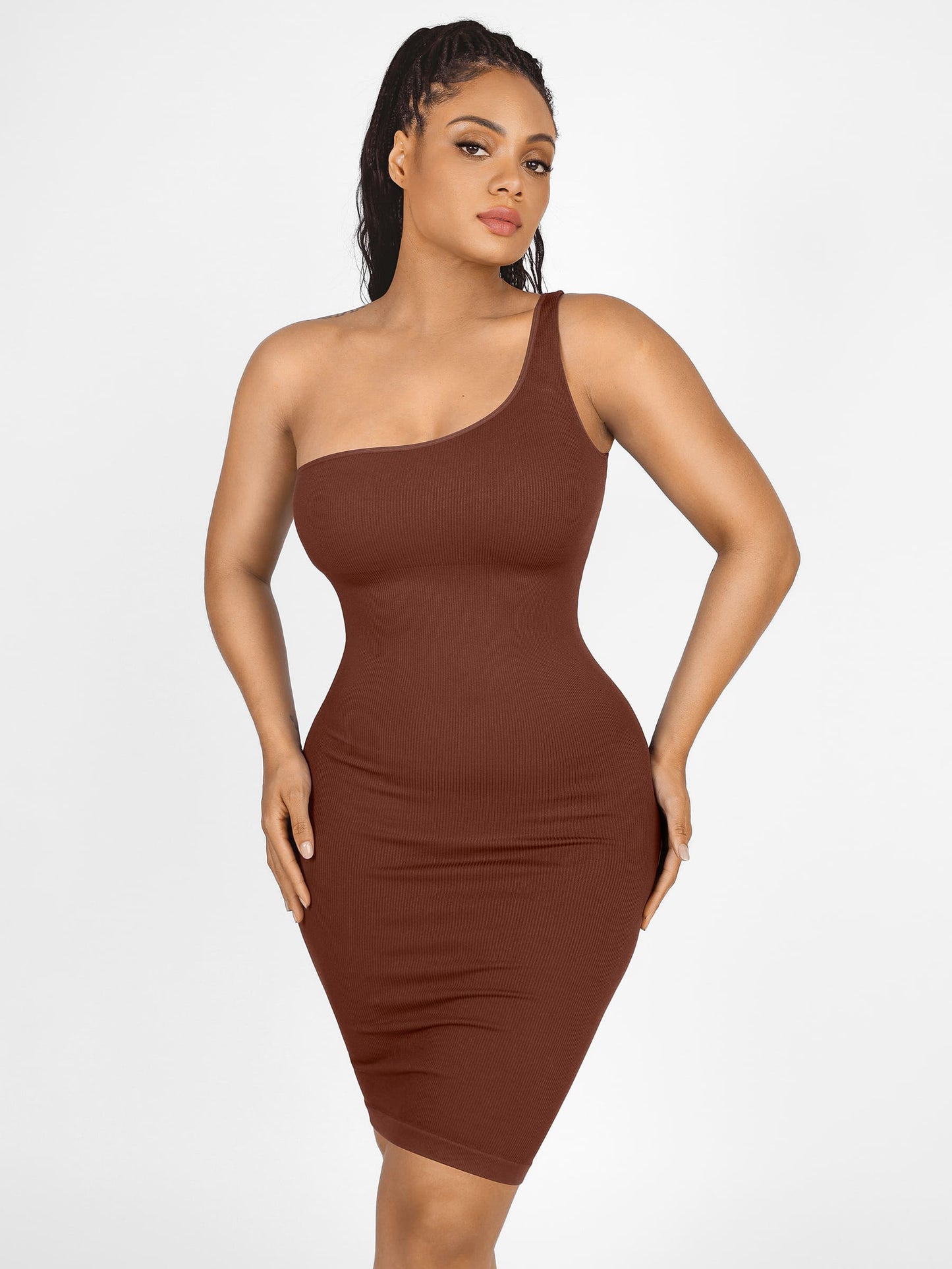 Willluxe One-Shoulder Shaper Dress with Built-In Bra