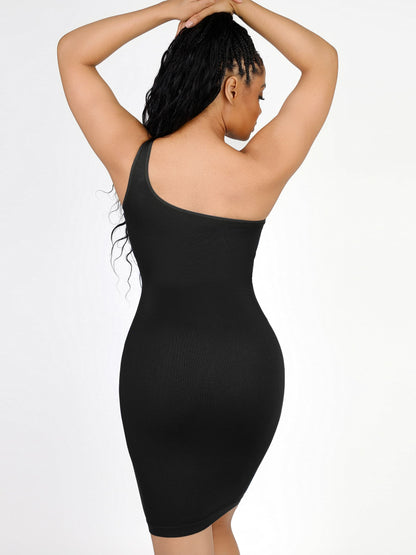 Willluxe One-Shoulder Shaper Dress with Built-In Bra