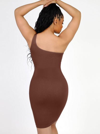Willluxe One-Shoulder Shaper Dress with Built-In Bra