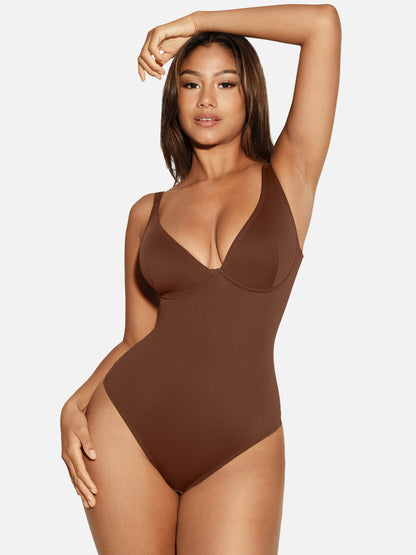 Willluxe V Neck Tummy Control Shaping Bodysuit