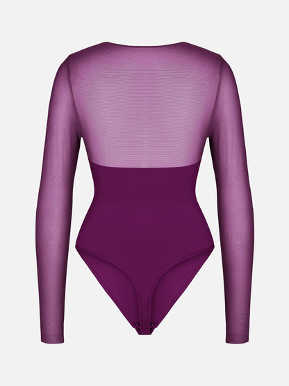 Willluxe Mesh Panel V-Neck Bodysuit