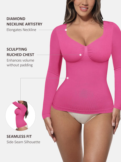 Willluxe Seamless Long Sleeve Tummy Control Thong Bodysuit