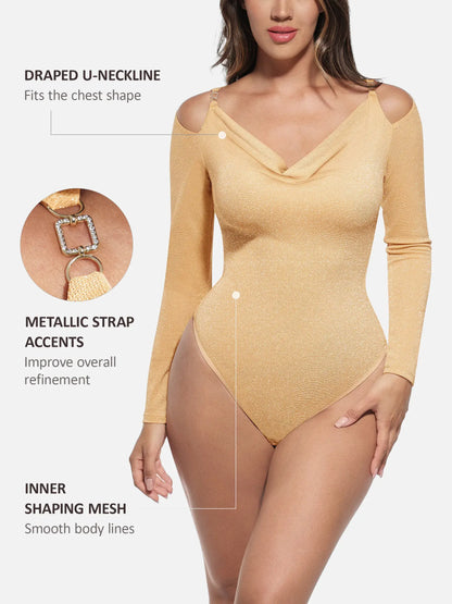 Willluxe Shiny Swing Collar All In One Bodysuit